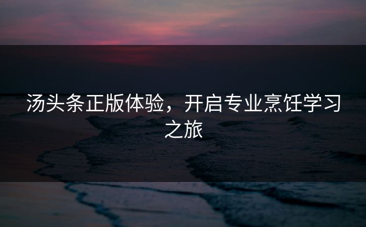 汤头条正版体验,开启专业烹饪学习之旅 汤头条正版体验,开启专业烹饪学习之旅