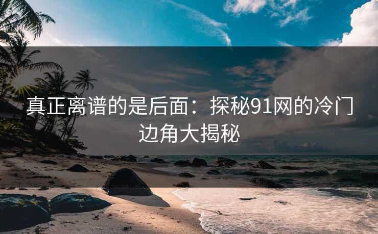 真正离谱的是后面：探秘91网的冷门边角大揭秘